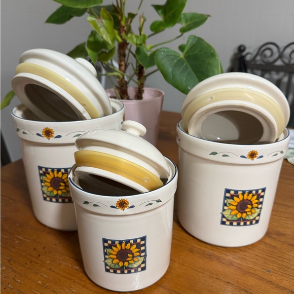 Sunflower Ceramic Kitchen Canister Set - Cream - Picture 3 of 3